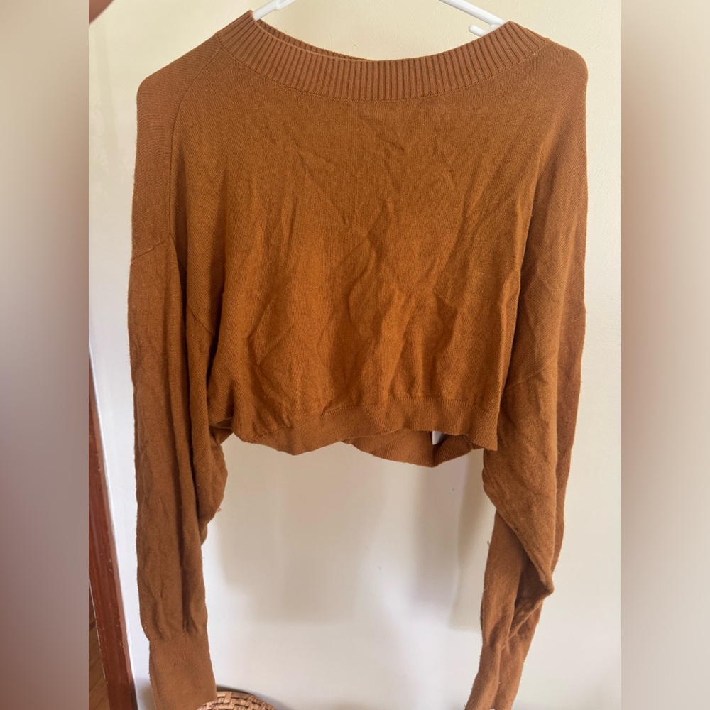 Free People Cropped Slouchy Knit Sweater – One Size
